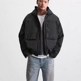 Men's fleece inner jacket with pocket trim and finishing technology